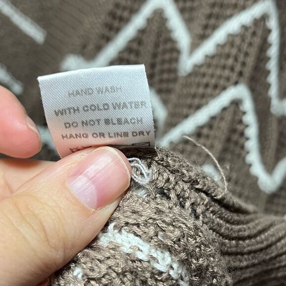 Andree by Unit Women’s Plus V-Neck Cardigan Loose Weave Chevron Stripe Brown 1X - Picture 6 of 7